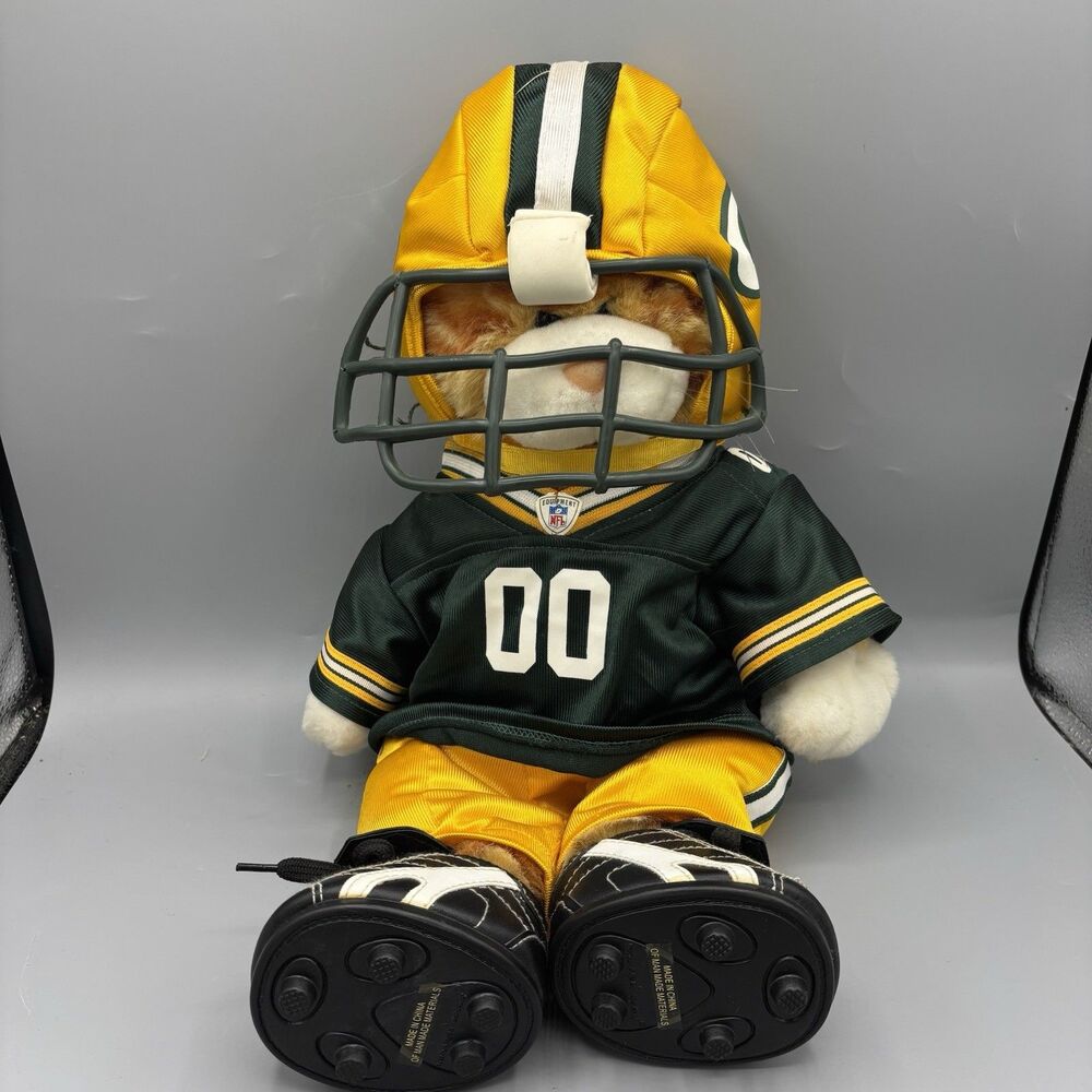 Build-A-Bear Green Bay Packers NFL Bear Ginger Cat Jersey & Helmet & Cleats